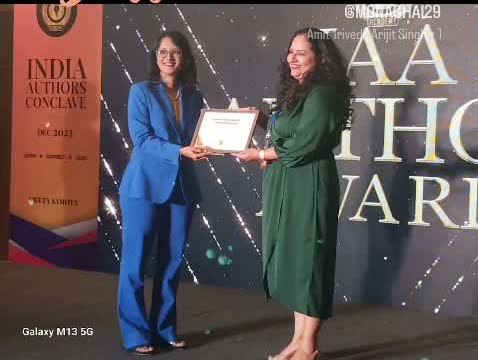Receiving the IAA Author Award at the India Authors Conclave